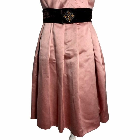 Vintage Pleated Sleeveless Mini Dress 4 Pink - Picture 4 of 8